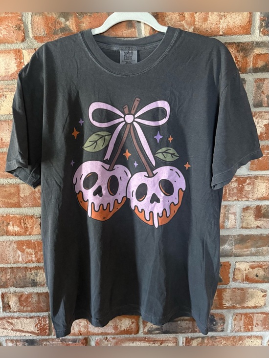 Comfort Colors Tops - Comfort Colors Pepper Tee with Dripping Cherry Skull Graphic